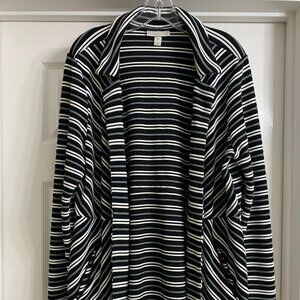 Dana Buchman Women's Long Black/White Striped Jacket, Size XL